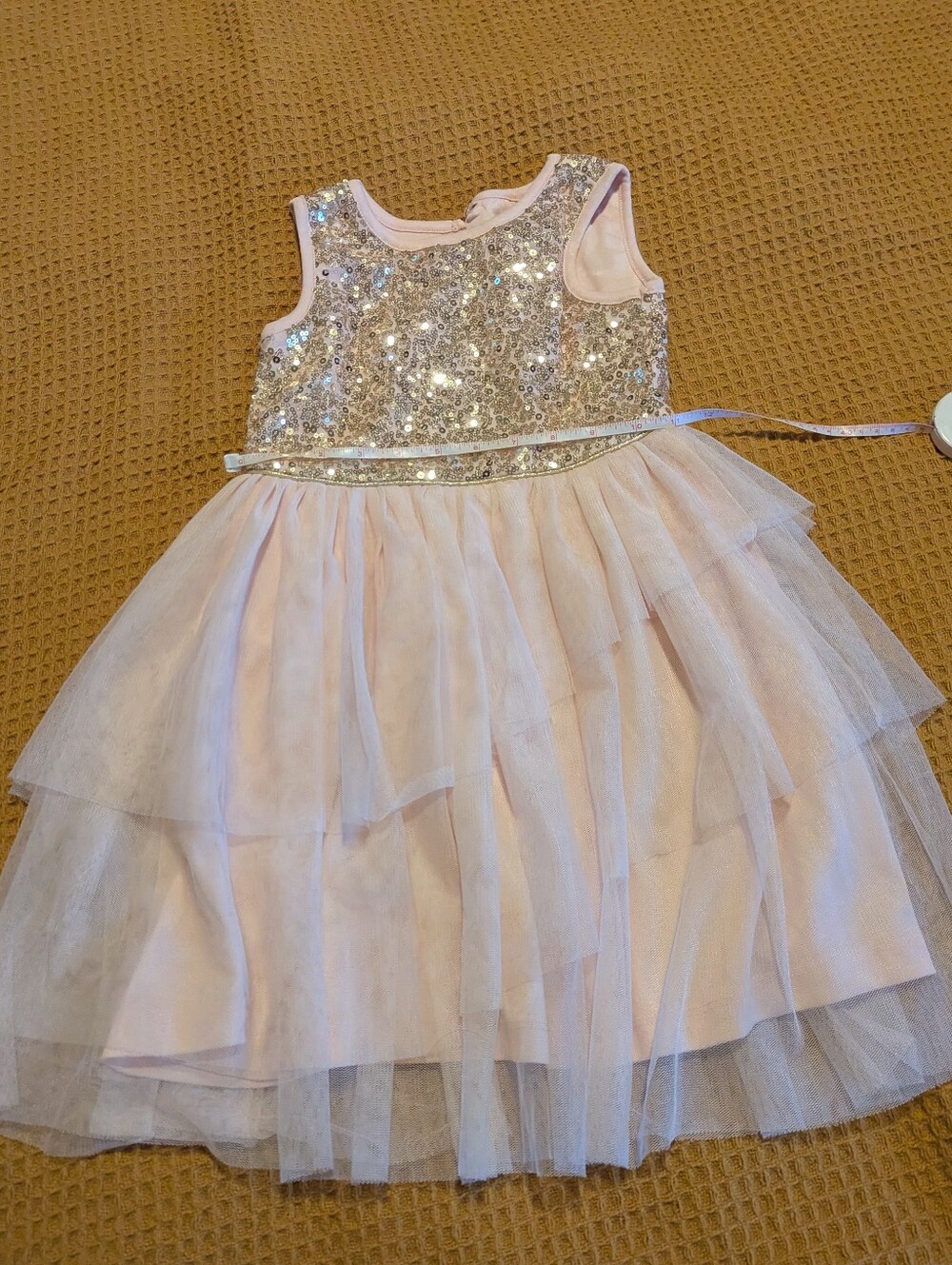Sparkling Pink Sequin Tulle Dress for Girls, 5y